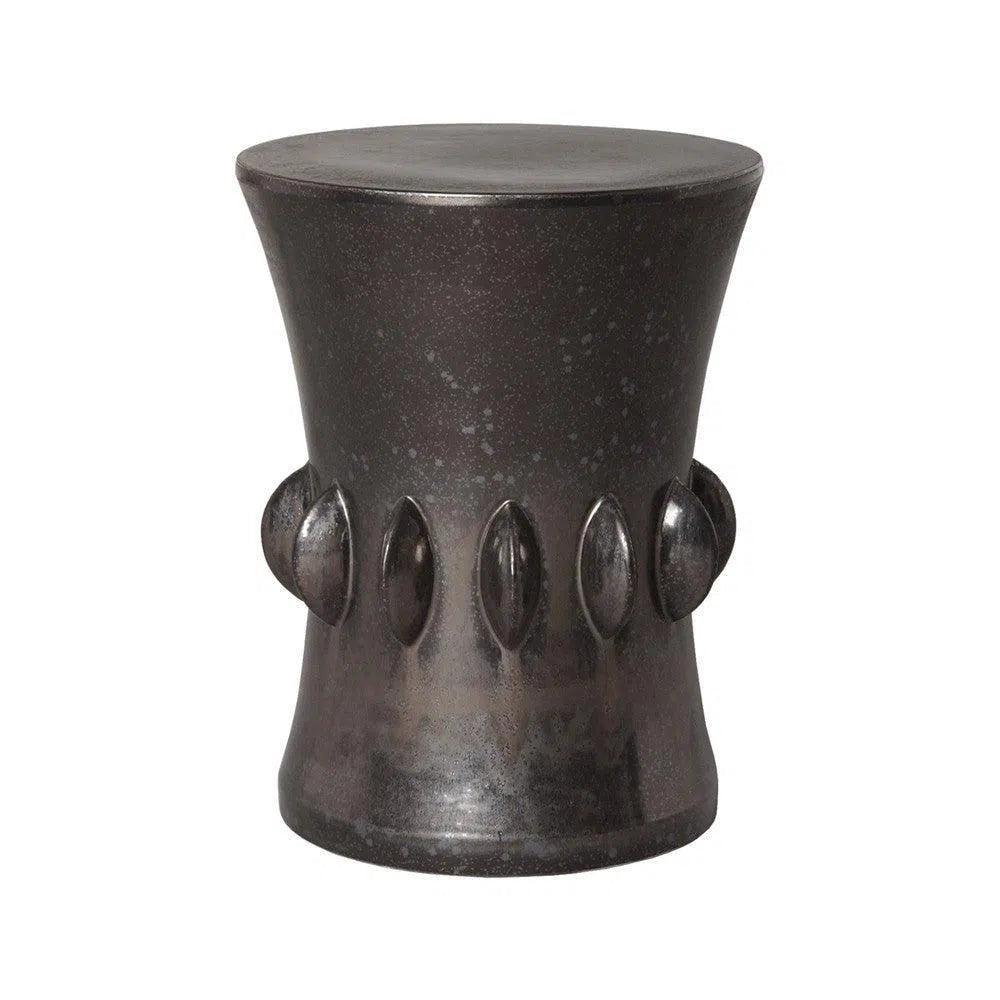 18 in. Jewel Ceramic Outdoor Garden Stool-Garden Stools-Emissary-Gunmetal-LOOMLAN