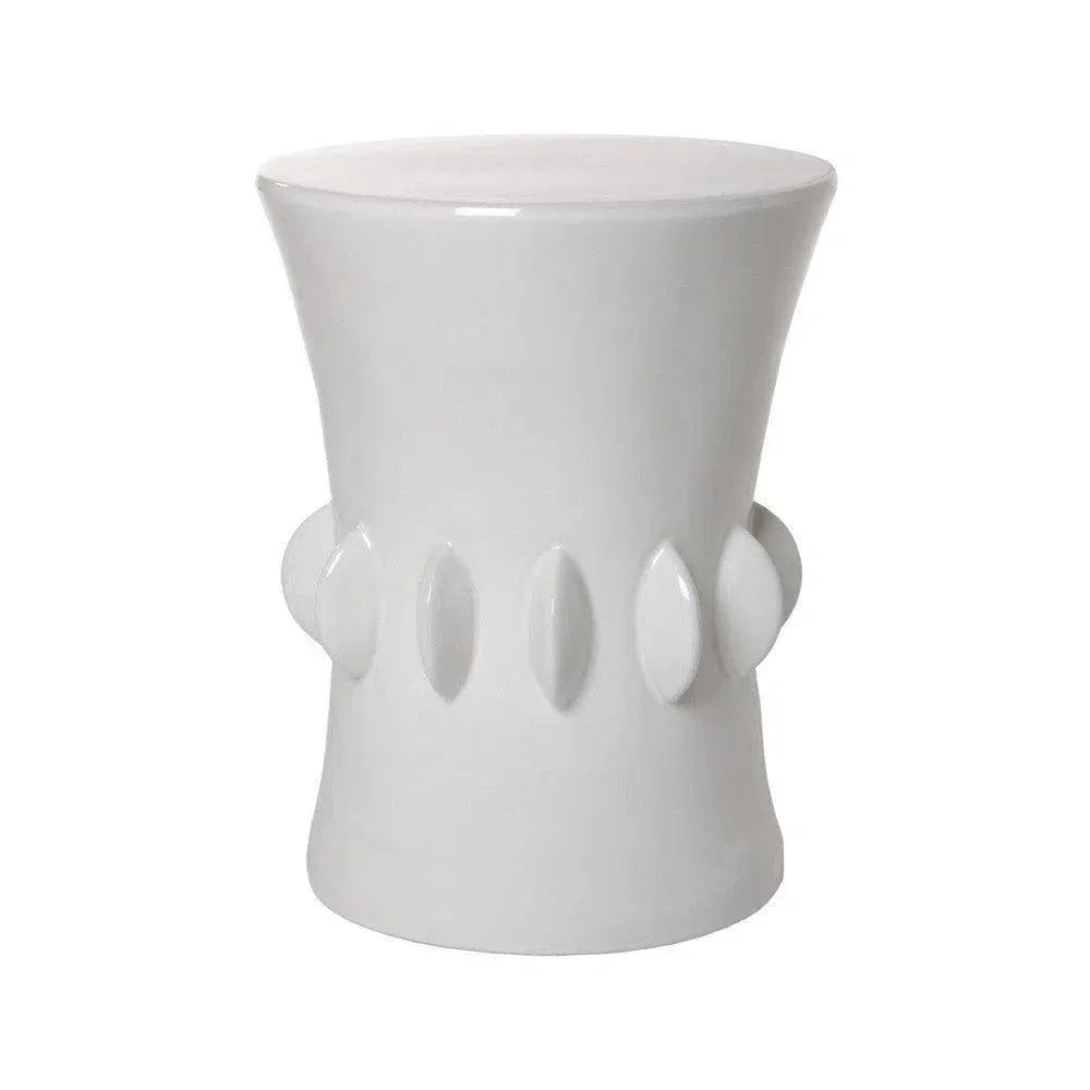 18 in. Jewel Ceramic Outdoor Garden Stool-Garden Stools-Emissary-White-LOOMLAN