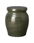 18 in. Koji Ceramic Outdoor Garden Stool Side Table-Garden Stools-Emissary-Metallic Green-LOOMLAN