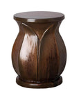 18 in. Lotus Ceramic Outdoor Garden Stool-Garden Stools-Emissary-Mocha Pearl-LOOMLAN