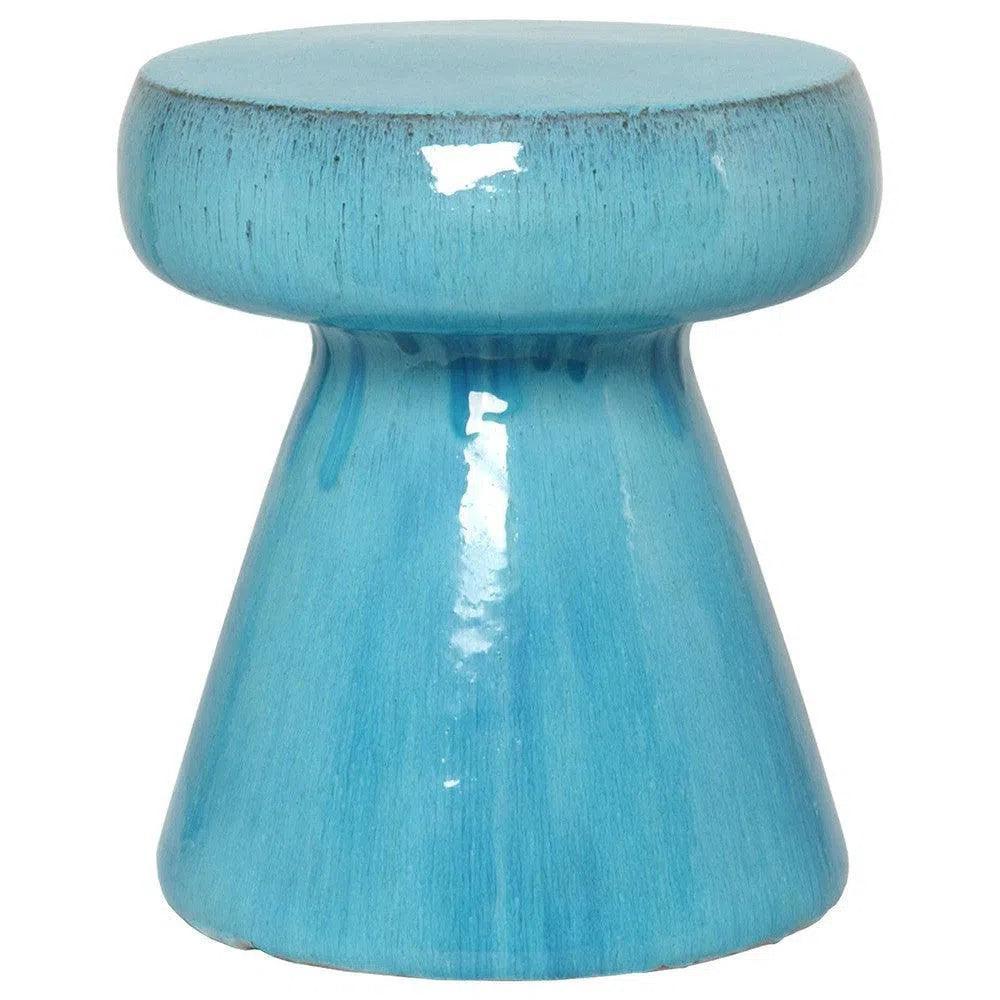 18 in. Mushroom Ceramic Outdoor Garden Stool-Garden Stools-Emissary-Blue-LOOMLAN