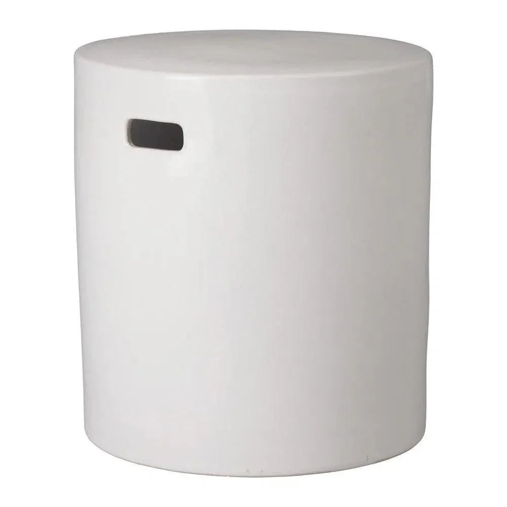 18 in. Round White Ceramic Outdoor Garden Stool-Garden Stools-Emissary-LOOMLAN