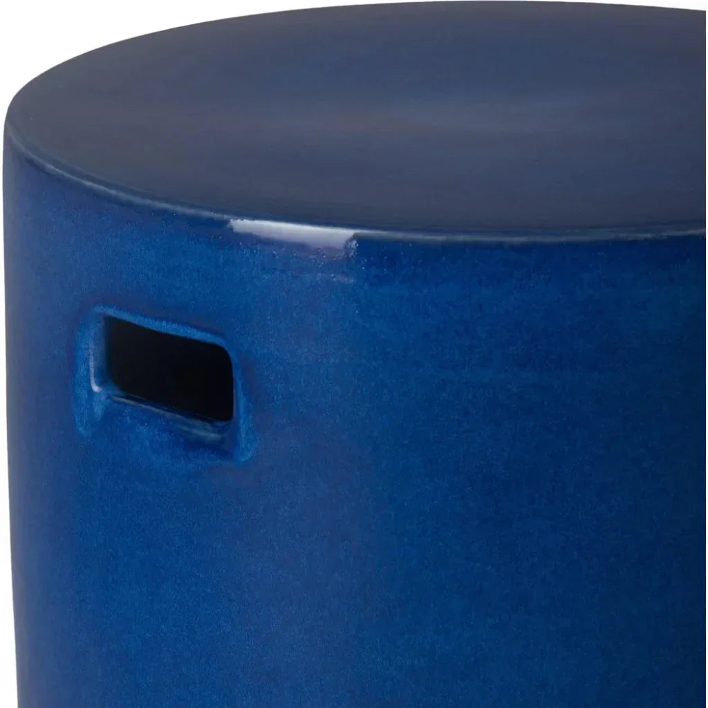 18 in. Round White Ceramic Outdoor Garden Stool-Garden Stools-Emissary-LOOMLAN