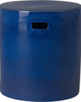 18 in. Round White Ceramic Outdoor Garden Stool-Garden Stools-Emissary-Blue-LOOMLAN