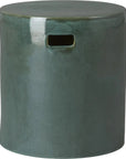 18 in. Round White Ceramic Outdoor Garden Stool-Garden Stools-Emissary-Green Kelp-LOOMLAN