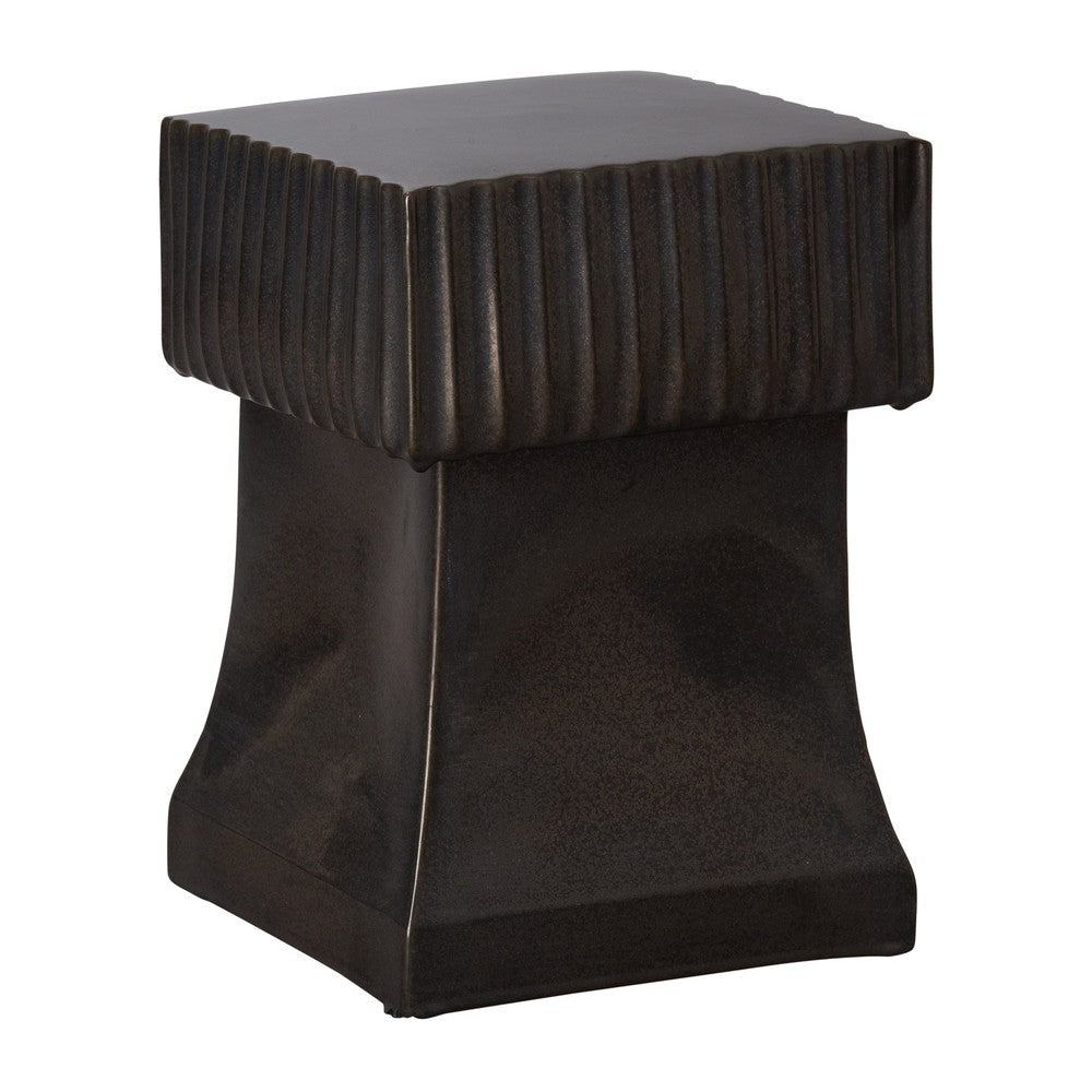 18 in. Square Alex Ceramic Garden Stool Outdoor-Outdoor Stools-Emissary-Gunmetal-LOOMLAN