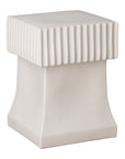 18 in. Square Alex Ceramic Garden Stool Outdoor-Outdoor Stools-Emissary-White-LOOMLAN