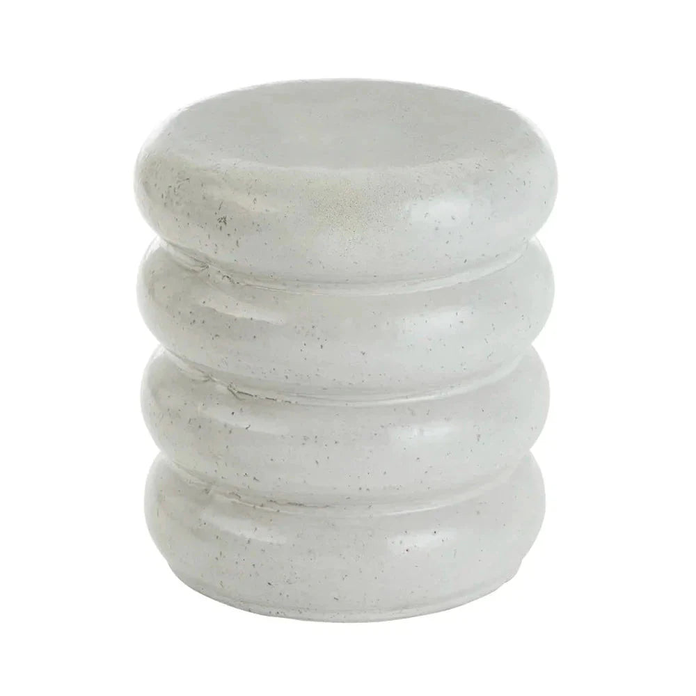 18 in. Torus Ceramic Outdoor Garden Stool Side Table-Outdoor Stools-Emissary-Distressed White-LOOMLAN