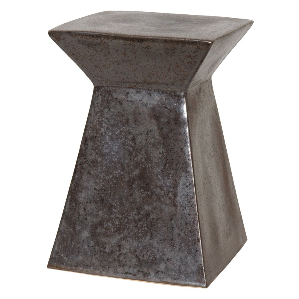 18 in. Upright Ceramic Outdoor Garden Stool Side Table-Outdoor Stools-Emissary-Gunmetal-LOOMLAN