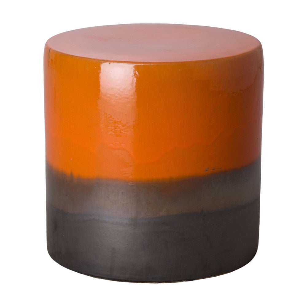 18 in. Wide Two-Tone Ceramic Garden Stool Outdoor Decor-Outdoor Stools-Emissary-Burnt Orange-LOOMLAN