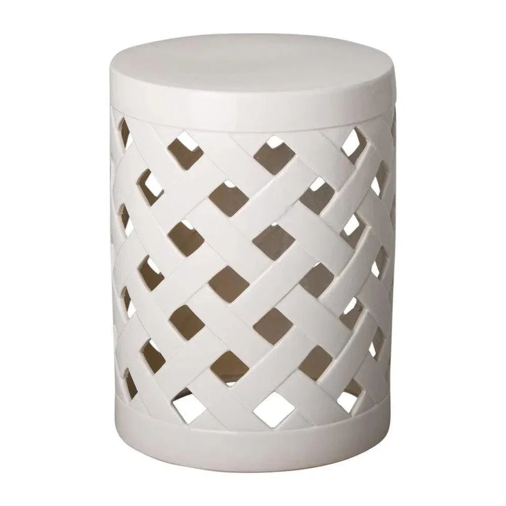 Emissary 19 in. Criss Cross Ceramic Outdoor Garden Stool