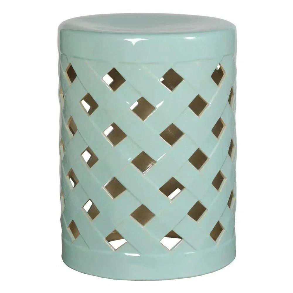 Emissary 19 in. Criss Cross Ceramic Outdoor Garden Stool