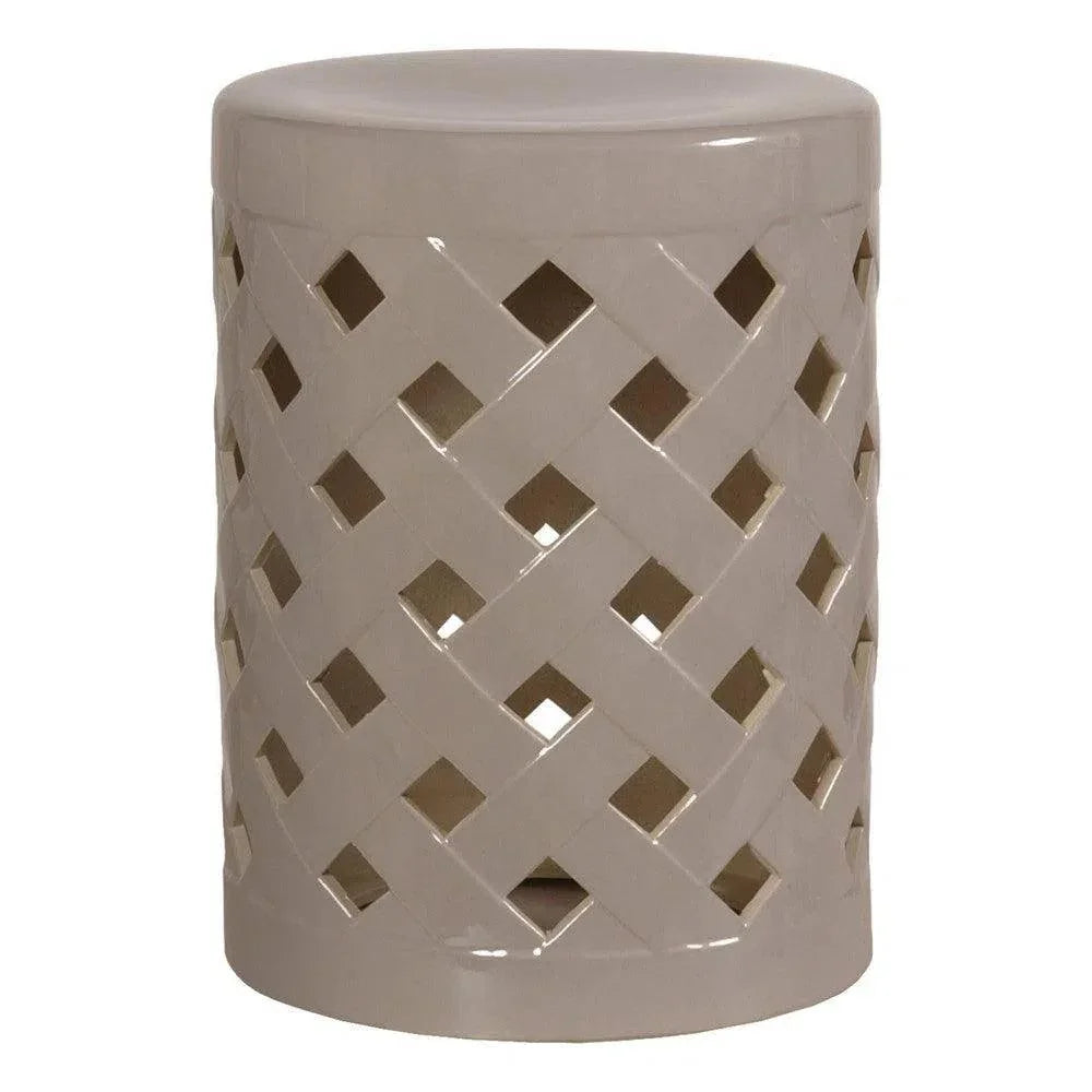 Emissary 19 in. Criss Cross Ceramic Outdoor Garden Stool