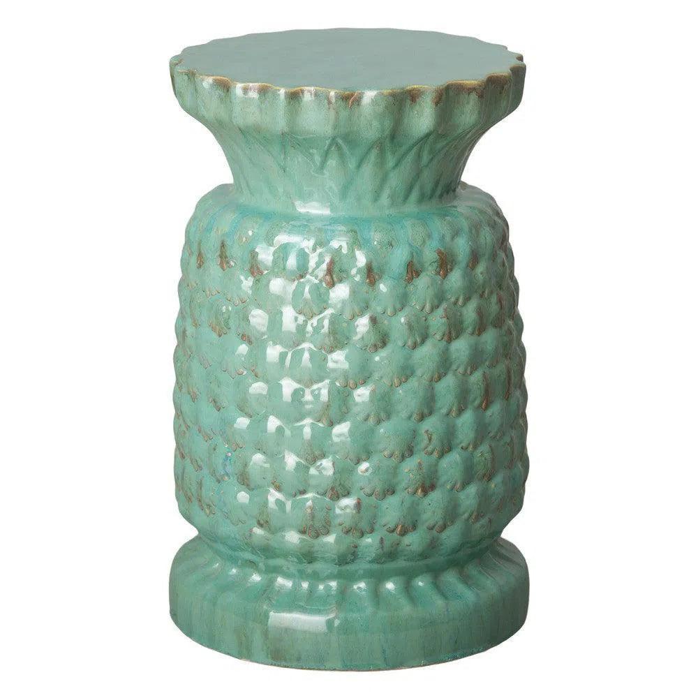 19 in. Large Pineapple Ceramic Outdoor Garden Stool - LOOMLAN - Emissary - Garden Stools