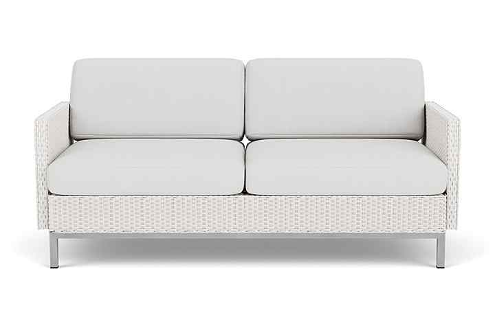 Elements Wicker Outdoor Settee with Loom Arms and Back