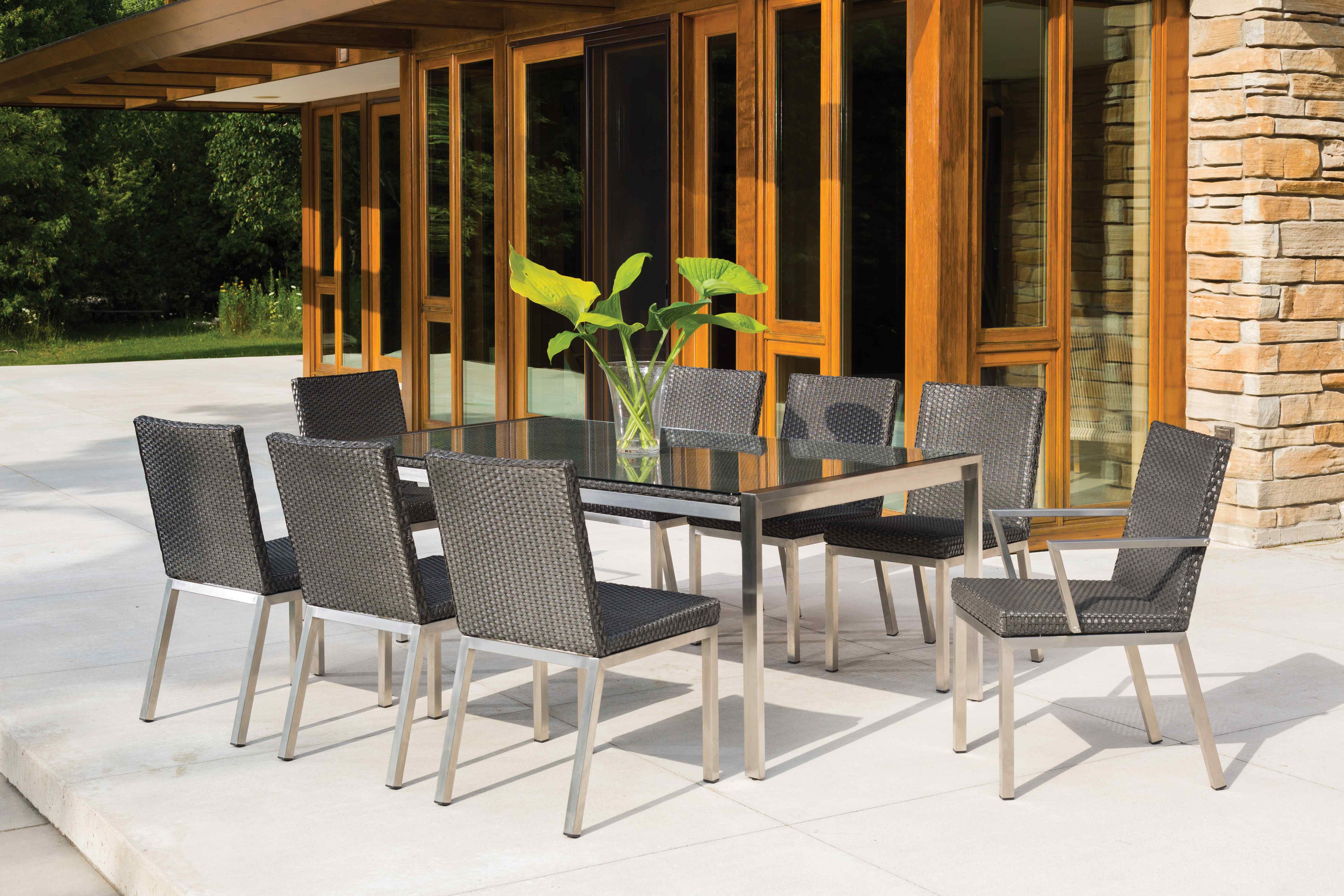 Elements Wicker Rectangular Outdoor Dining Table-Outdoor Dining Tables-Lloyd Flanders-LOOMLAN