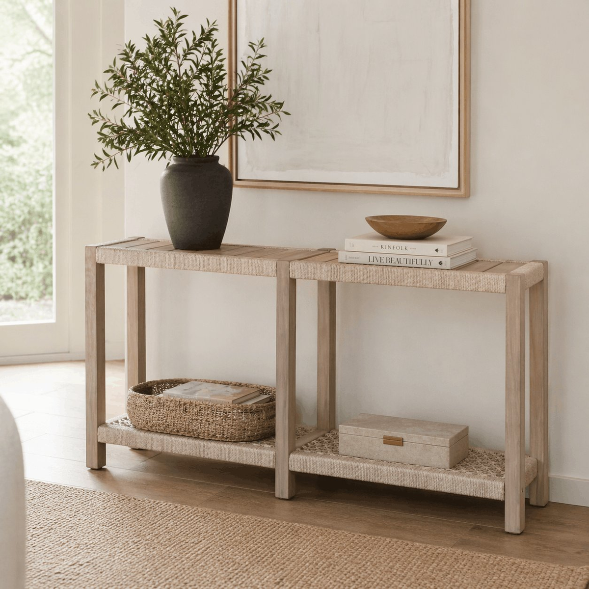 Wrap Washed Ever Teak Outdoor Console Table -- view 2