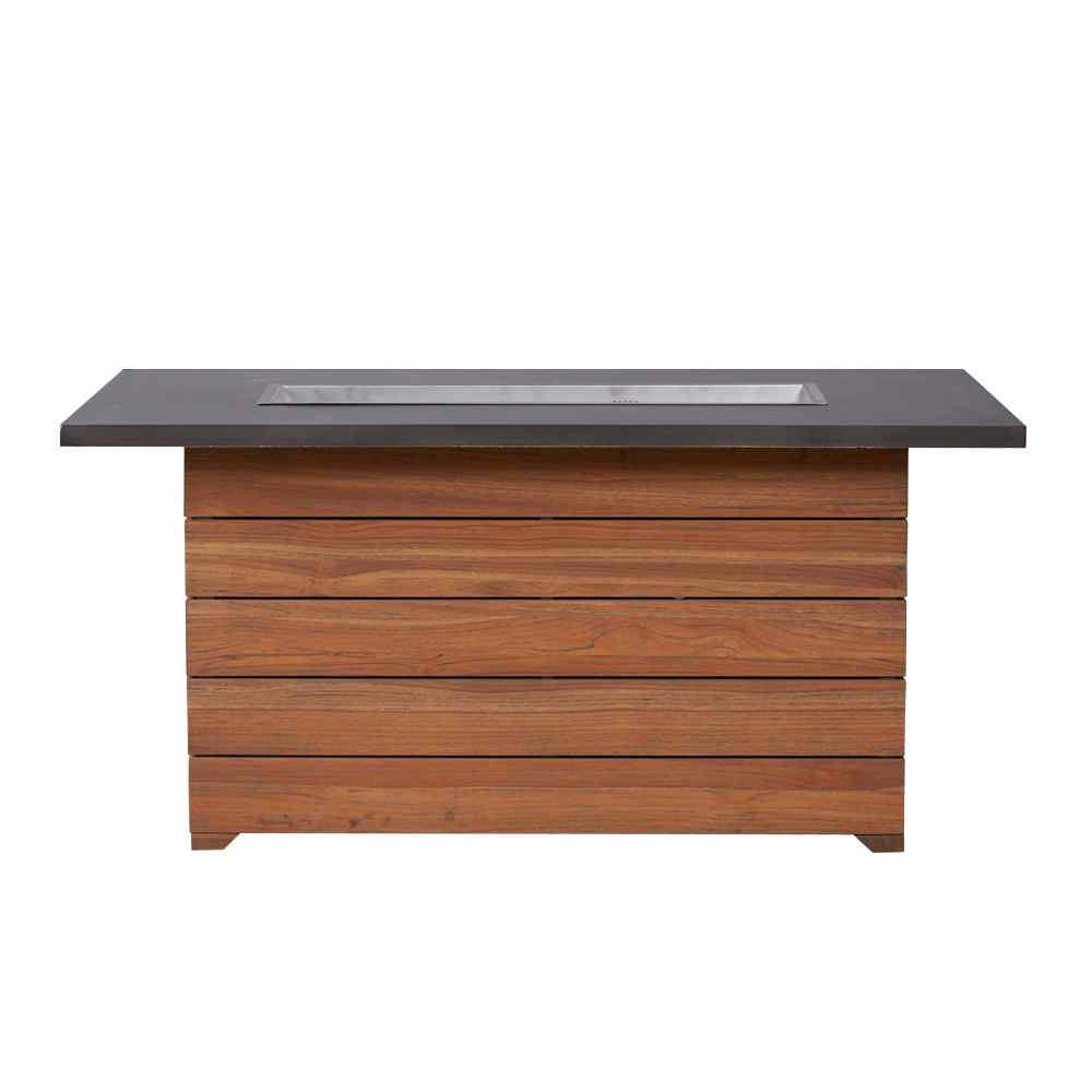 Teak Outdoor Fire Table with Faux Concrete Top-Outdoor Fire Tables-Lloyd Flanders-LOOMLAN-OUTDOOR