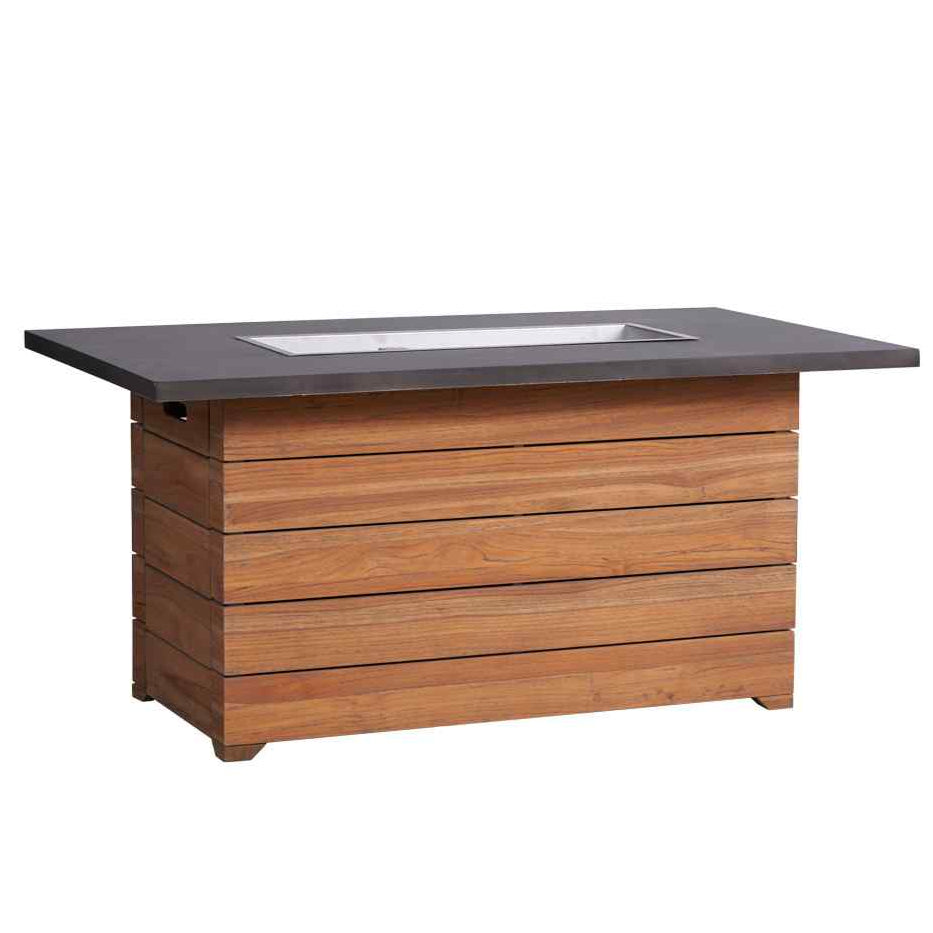 Teak Outdoor Fire Table with Faux Concrete Top-Outdoor Fire Tables-Lloyd Flanders-LOOMLAN-OUTDOOR