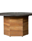 Teak Outdoor Fire Table with Round Faux Concrete Top-Outdoor Fire Tables-Lloyd Flanders-LOOMLAN-OUTDOOR