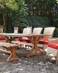 Teak Rectangular Trestle Base Outdoor Dining Table-Outdoor Dining Tables-Lloyd Flanders-LOOMLAN