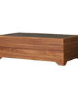 Teak Outdoor Cocktail Table with Faux Concrete Inset-Outdoor Coffee Tables-Lloyd Flanders-LOOMLAN