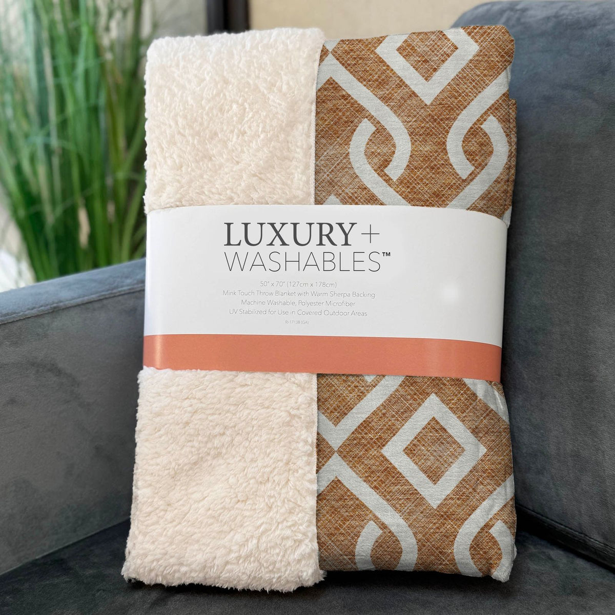 Offset Stripes Paprika Washable Indoor-Outdoor Rug