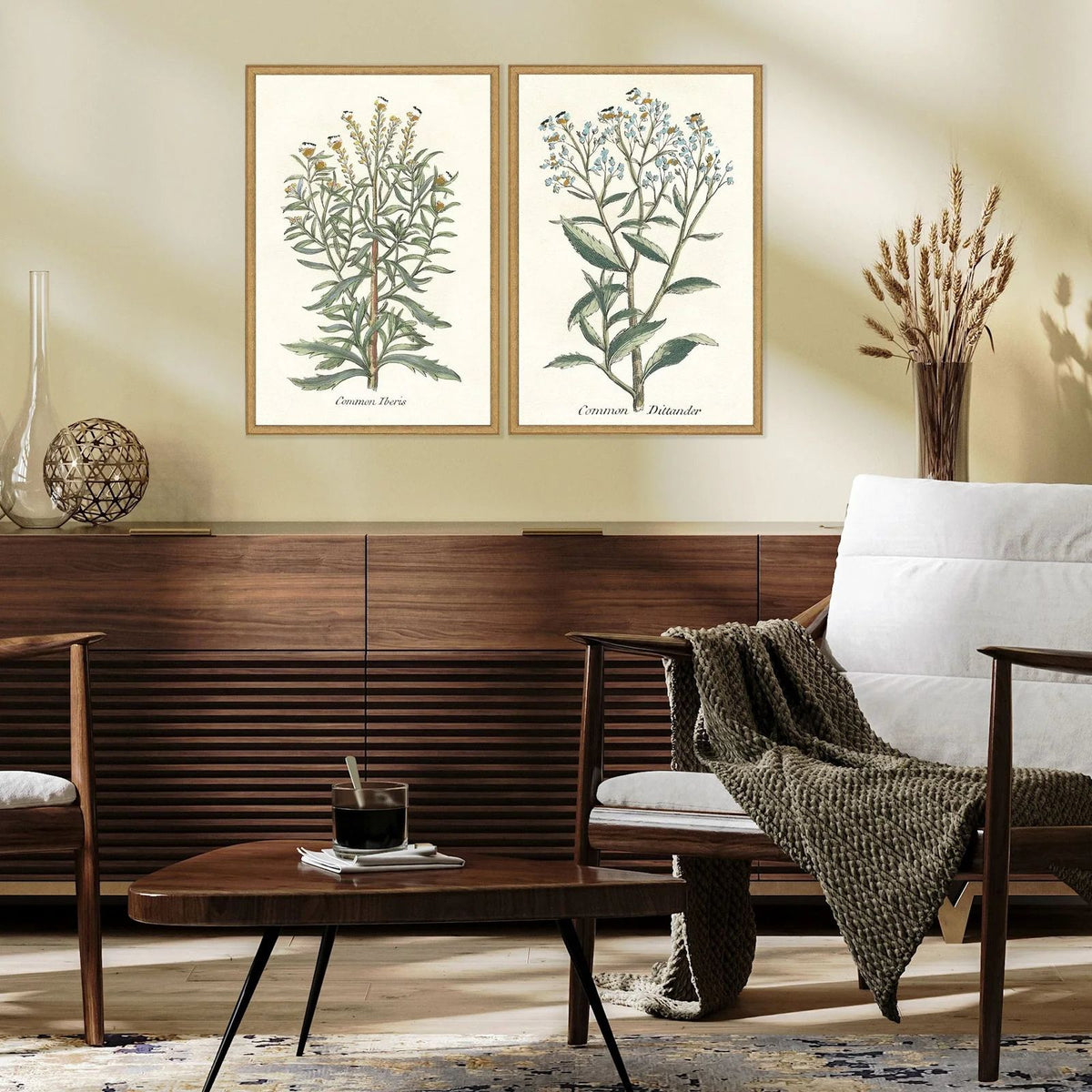 Paragon Botanical Plants Wood Frame Green Canvas Art 2PC