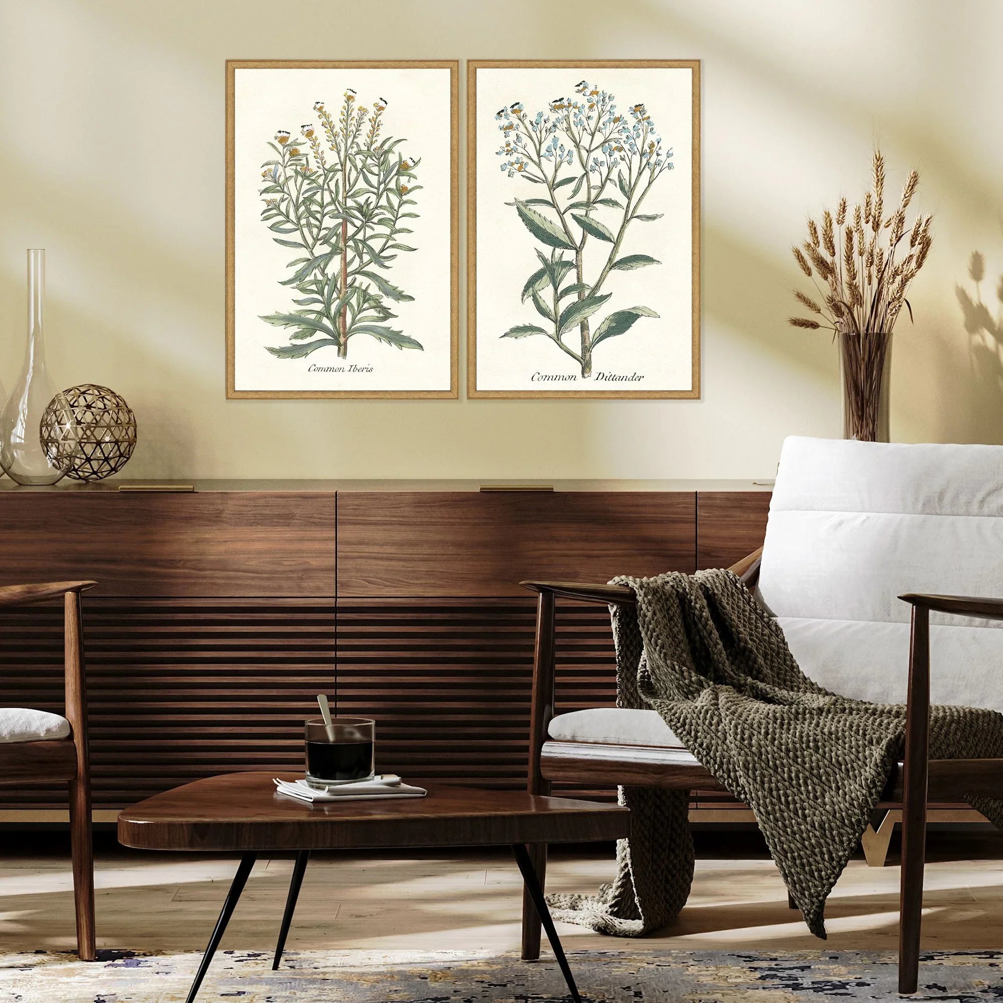 Paragon Botanical Plants Wood Frame Green Canvas Art 2PC