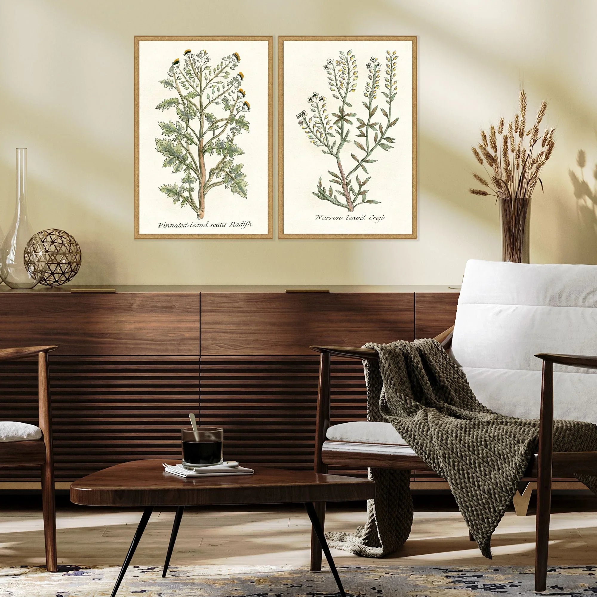 Paragon Botanical Plants Wood Frame Green Canvas Art 2PC