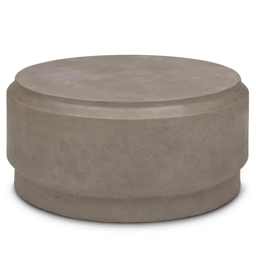 39" Barrel Fiber Reinforced Concrete Round Coffee Table-Outdoor Coffee Tables-Urbia-LOOMLAN