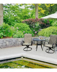 3PC Earth Brown Outdoor Bistro Set for 2 Swivel Chairs - LOOMLAN - LOOMLAN - Outdoor Bistro Sets