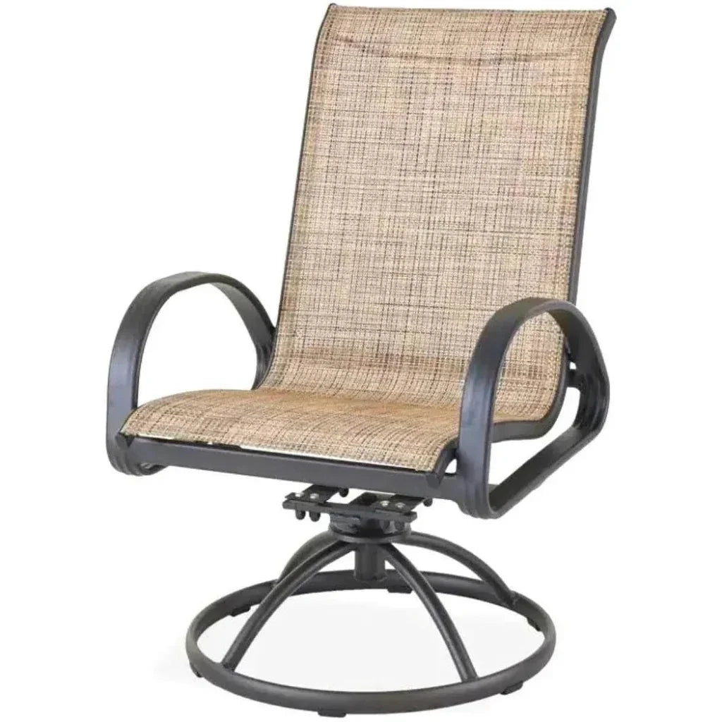 3PC Earth Brown Outdoor Bistro Set for 2 Swivel Chairs - LOOMLAN - LOOMLAN - Outdoor Bistro Sets