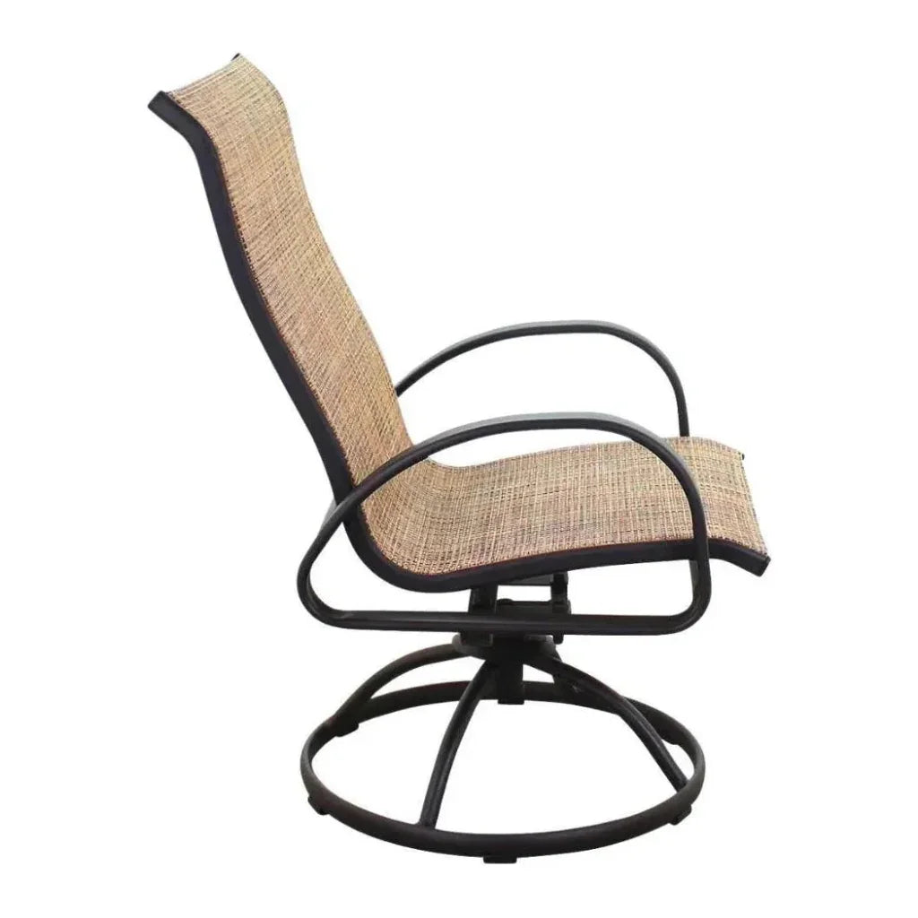 3PC Earth Brown Outdoor Bistro Set for 2 Swivel Chairs - LOOMLAN - LOOMLAN - Outdoor Bistro Sets