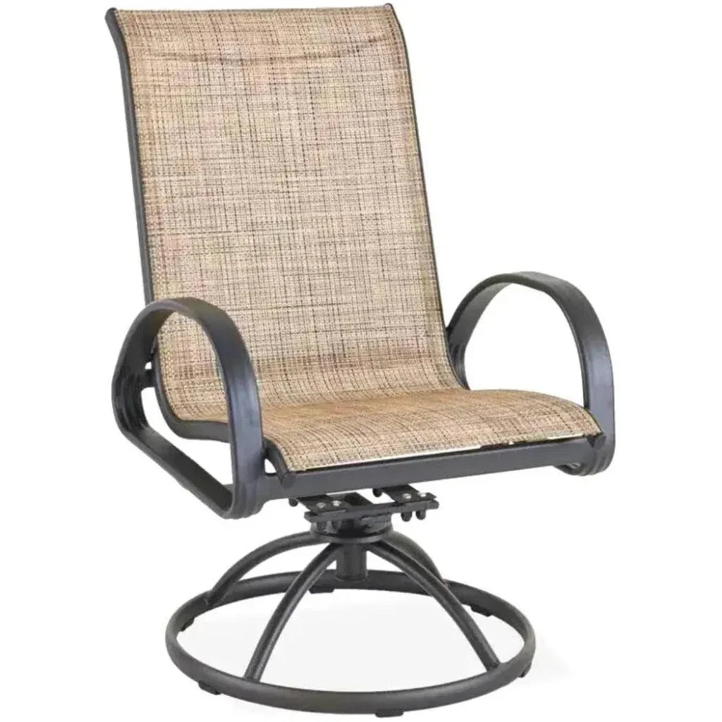 3PC Earth Brown Outdoor Bistro Set for 2 Swivel Chairs - LOOMLAN - LOOMLAN - Outdoor Bistro Sets
