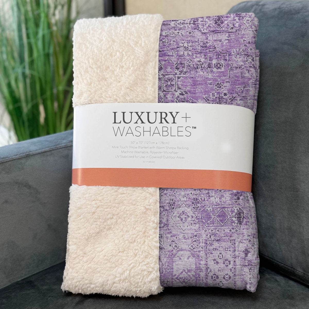 Parallel Bands Purple Washable Indoor-Outdoor Rug