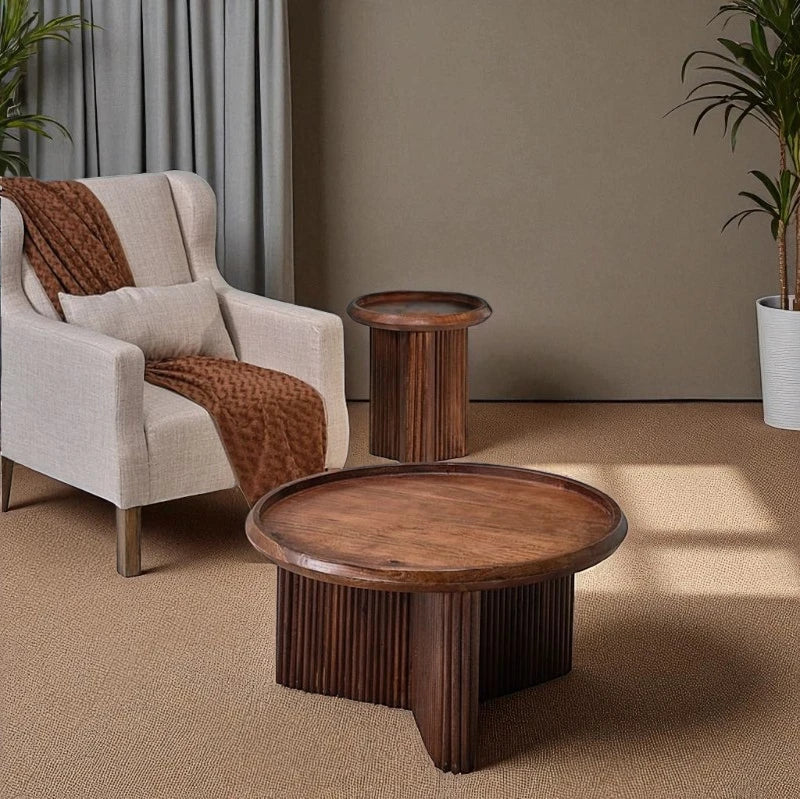Olmira Wooden Round Coffee Table -- view 2