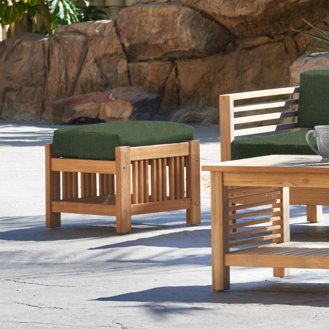 Summer Teak Outdoor Ottoman Sunbrella Cushions -- view 9