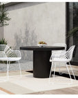 47 Inch Black Round Outdoor Dining Table Cement Outdoor Dining Tables LOOMLAN By Moe's Home