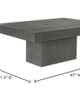 47 Inch Outdoor Coffee Table Grey Contemporary-Outdoor Coffee Tables-Moe's Home-LOOMLAN