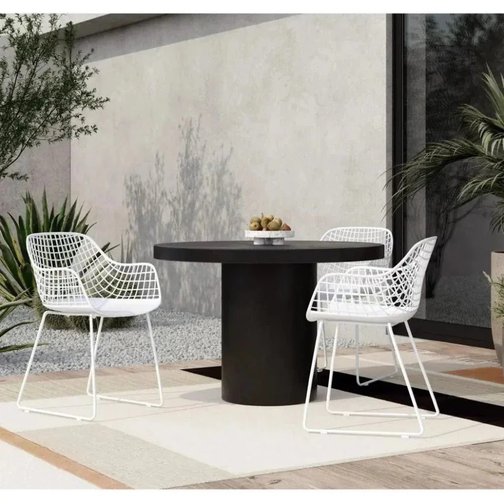 47 Black Round Outdoor Dining Table Cement - LOOMLAN - Moe's Home - Outdoor Dining Tables