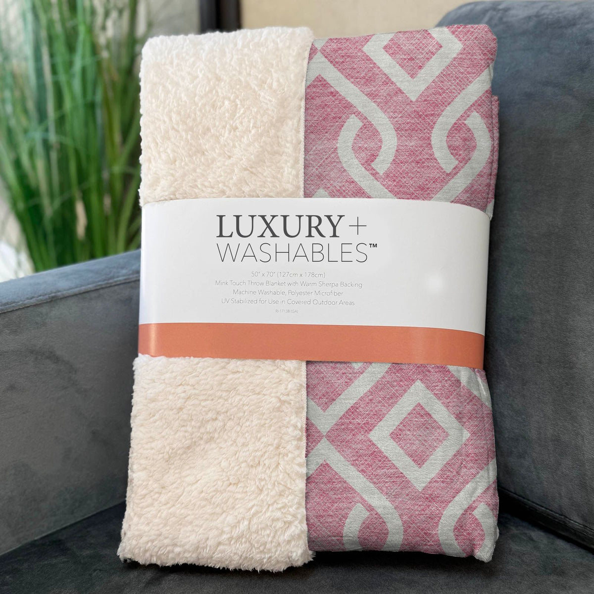 Offset Stripes Blush Washable Indoor-Outdoor Rug