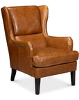 Elite Wing Wood and Leather Brown Lounge Arm Chair