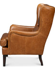 Elite Wing Wood and Leather Brown Lounge Arm Chair