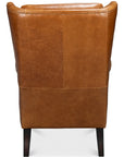 Elite Wing Wood and Leather Brown Lounge Arm Chair