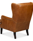 Elite Wing Wood and Leather Brown Lounge Arm Chair