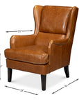 Elite Wing Wood and Leather Brown Lounge Arm Chair