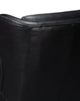 Elite Wing Wood and Leather Black Lounge Arm Chair