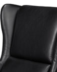 Elite Wing Wood and Leather Black Lounge Arm Chair