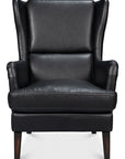 Elite Wing Wood and Leather Black Lounge Arm Chair